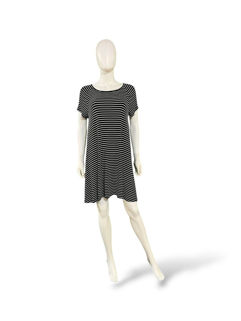 Old Navy Black & White Striped Short Sleeve T-Shirt Dress, Large